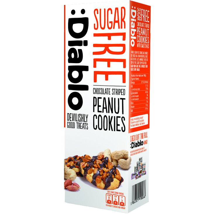 Diablo Sugar Free Chocolate Striped Peanut Cookies 150g