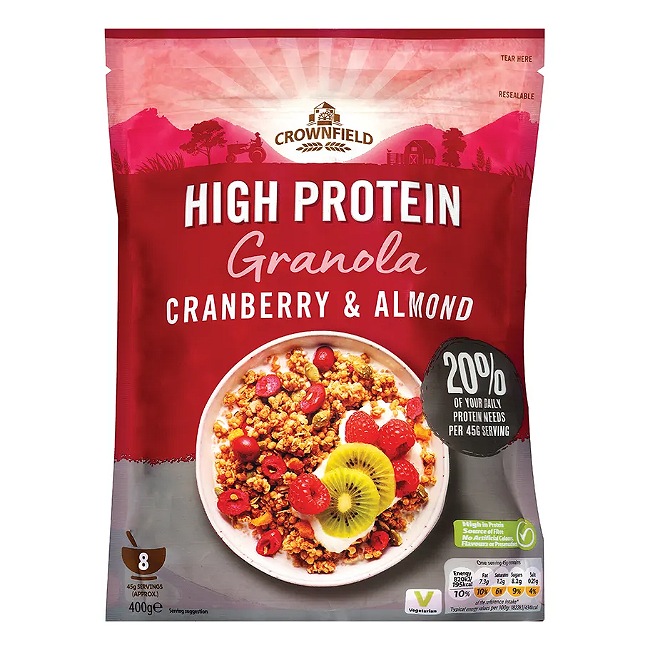 Crownfield High Protein Granola Cranberry & Almond 400g