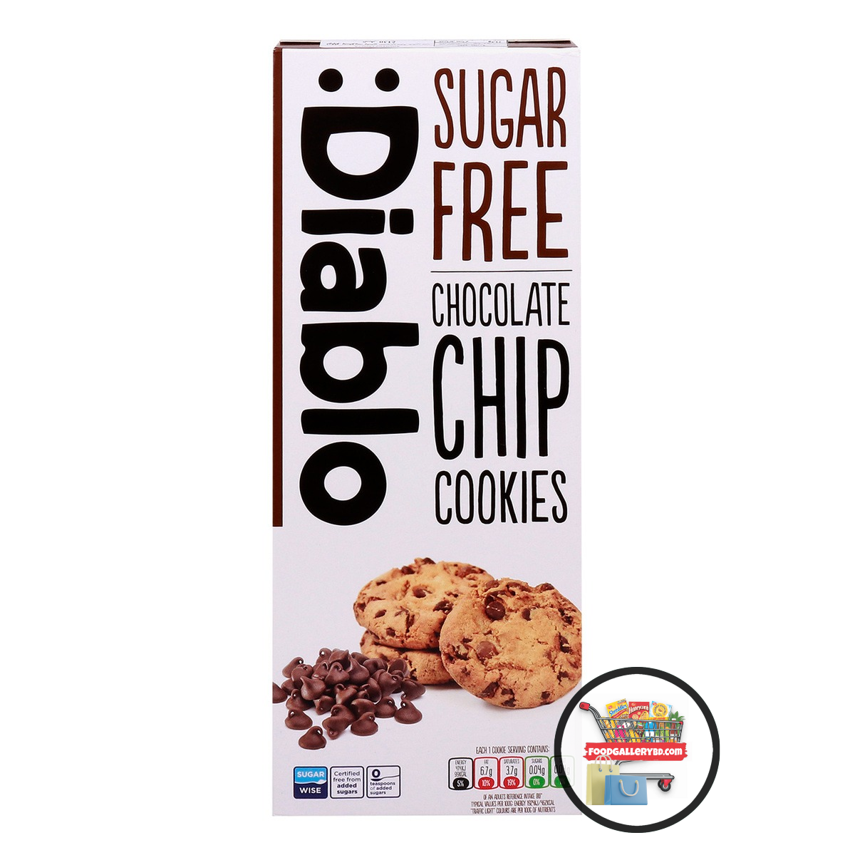 Diablo Sugar Free Chocolate Chip Cookies 130g