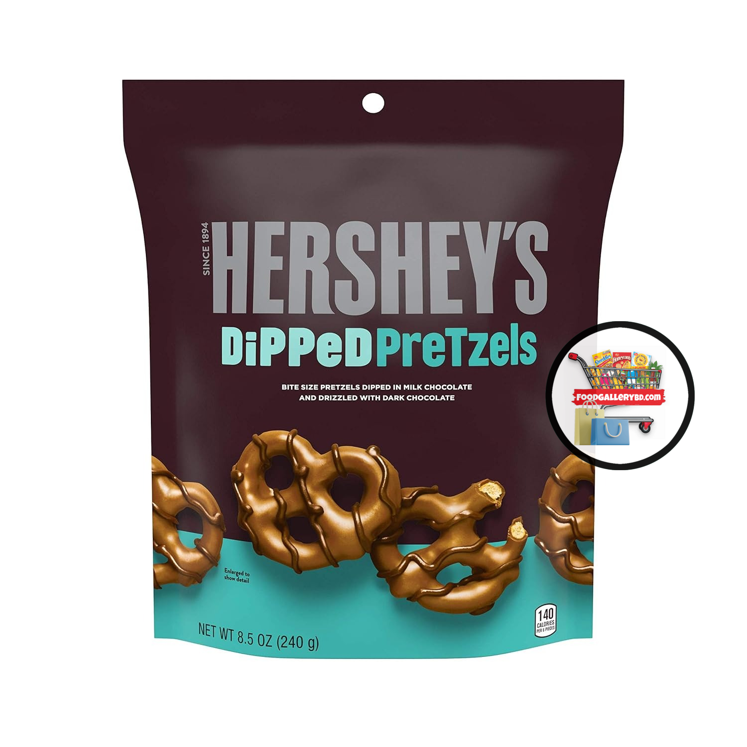 Hersheys Dipped Pretzels Milk Chocolate Snack 240g